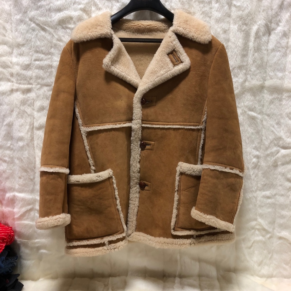 Mens size 46 Vintage Suede and Shearling Coat
